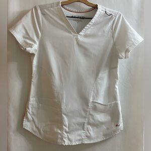 Motion by Barco Women's Scrub Set White Size Small V-Neck Short Sleeve Top